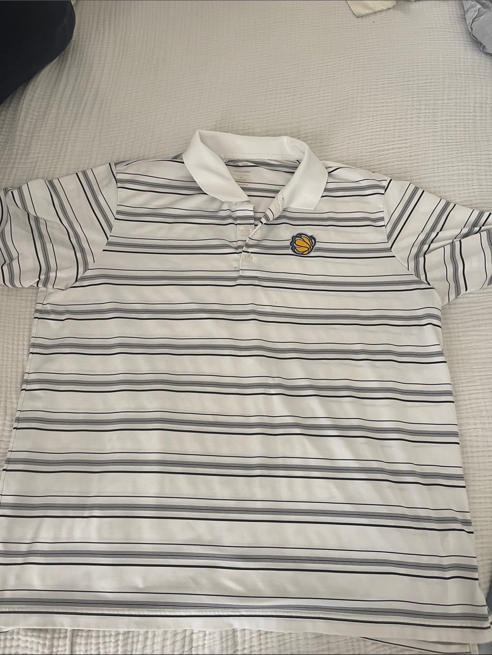 White Performance Adidas Grizzlies Polo with Subtle Stripe Detail - PureMotion